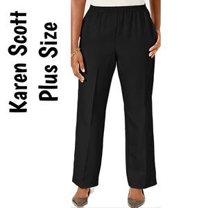 Karen Scott Plus NWT Mid-Rise Pull-On Black Pants
